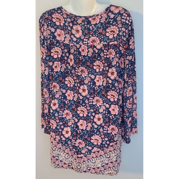 Billabong Basking Sun Boho Floral Mini Dress Bell Flutter Sleeve Beachy Sz S - Picture 2 of 16